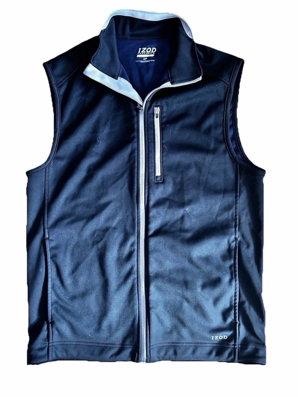 Izod black and blue classic performance zip up vest
